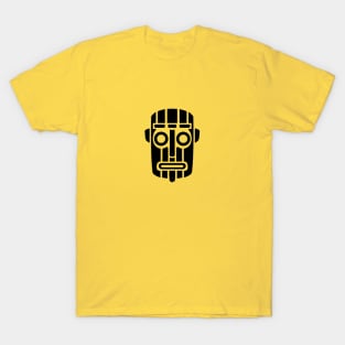 Black retro 1980s graphic tiki mask T-Shirt